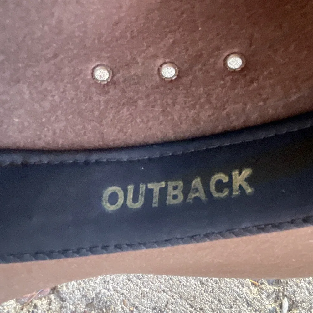 Vintage Broner Wool Fedora Hat Brown Leather Band Outback USA Made Men's M‎